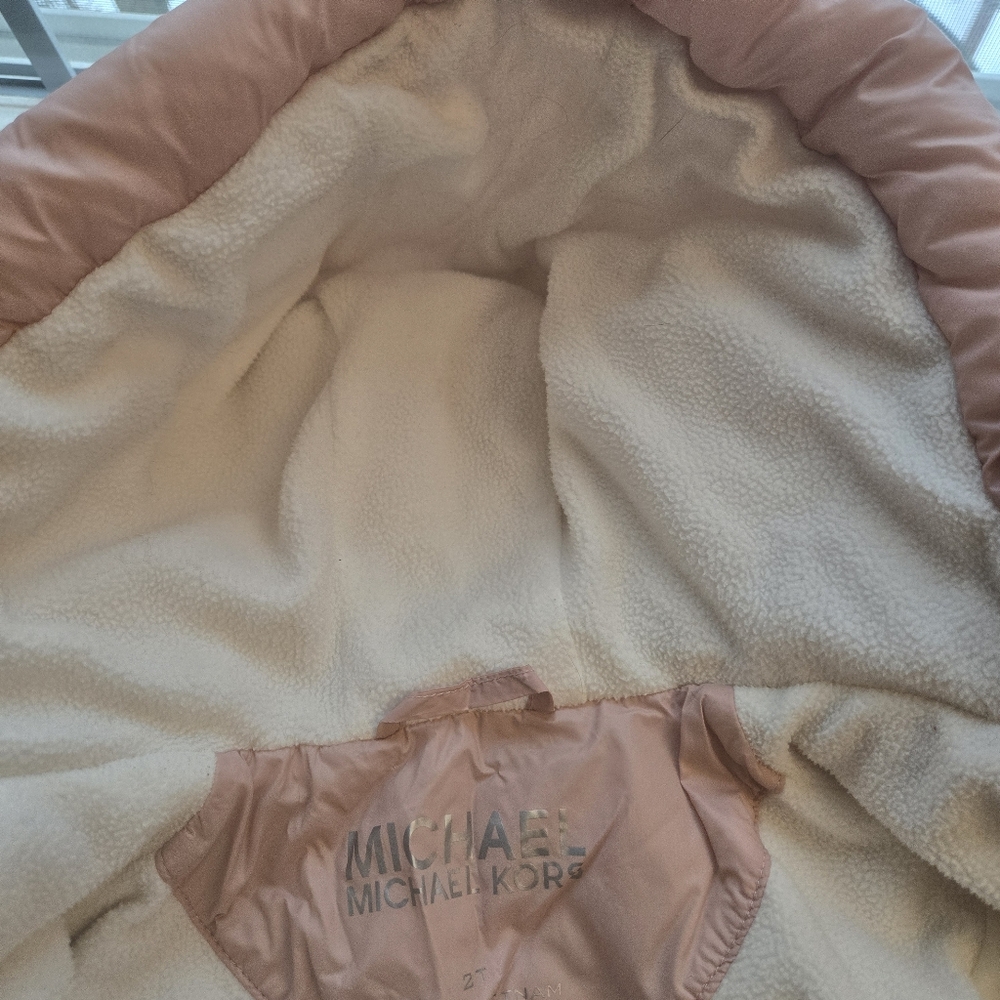 Michael Kors Toddler Girls Pink Puffer Hooded Jacket Coat Size 2T - Picture 9 of 9